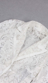 EMBROIDERED LACE MESH JACKET SUIT IN WHITE DRESS STYLE OF CB 