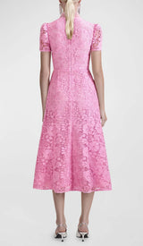FLARED-HEM LACE MIDI DRESS IN PINK DRESS STYLE OF CB 