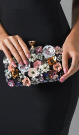 FLORAL ENBROIDERY CLUTCH - BLACK styleofcb 