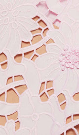 FLORAL LACE EMBROIDERED MIDI DRESS IN PINK DRESS STYLE OF CB 