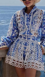 FLORAL PRINTED LONG SLEEVE MIDI DRESS DRESS STYLE OF CB 