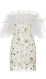 FLORAL SEQUINED MINI DRESS IN WHITE DRESS STYLE OF CB 