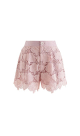 FLORAL CUTWORK JACKET DRESS SET IN PINK DRESS STYLE OF CB 