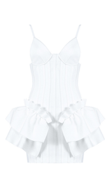 FRILLY BANDAGE MINI DRESS IN BLACK Dresses styleofcb XS WHITE 