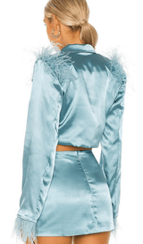 Feather short blue suit styleofcb 