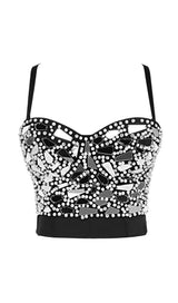 GOLD BEADED SEQUIN CORSET styleofcb 34B SLIVER 