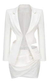 HOLLOW OUT LONG SLEEVE JACKET TOP AND SHORT SKIRT DRESS STYLE OF CB 