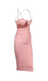 High elastic dress with diamond chain sling. ohmogo 