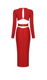 HOLLOW SLIM-FIT DRESS IN RED styleofcb 