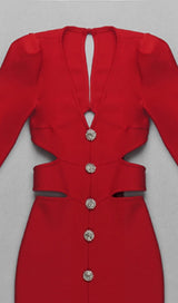 HOLLOW SLIM-FIT DRESS IN RED styleofcb 