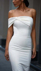BANDEAU ONE-SHOULDER KNITTED DRESS IN WHITE styleofcb 