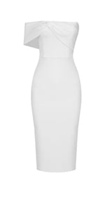 BANDEAU ONE-SHOULDER KNITTED DRESS IN WHITE styleofcb 