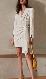 SUIT WRAP DRESS MINI DRESS IN WHITE styleofcb 