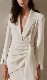 SUIT WRAP DRESS MINI DRESS IN WHITE styleofcb 