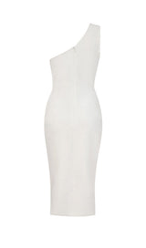 CROSS-SHOULDER CHAIN DRESS IN WHITE styleofcb 