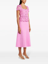 PINK LACE TAILORED MIDI DRESS