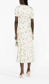 LACE TRIM FLORAL-PRINT MIDI DRESS IN LIGHT GRAYISH DRESS STYLE OF CB 