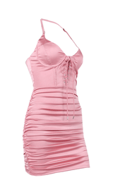 Lace-up pleated halterneck dress styleofcb 