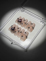 HEART CRYSTAL PINK FRENCH PRESS ON NAILS Press On Nails Oh CICI 