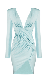 Long sleeve slim blazer dress styleofcb LIGHT BLUE XS 