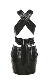 Low-cut hollow faux leather dress styleofcb 