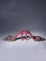 CRYSTAL EMBELLISHED SANDALS IN HOT PINK Shoes styleofcb 