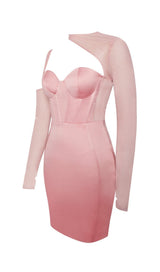 MESH SLEEVE SATIN CIRSET MINI DRESS IN BLUSH Dresses styleofcb 