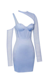 MESH SLEEVE SATIN CIRSET MINI DRESS IN BLUSH Dresses styleofcb 