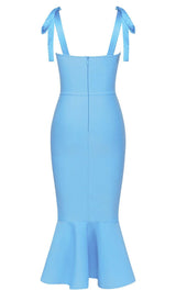 MICRO BUTTON MERMAID MIDI DRESS IN BRIGHT BLUE DRESS STYLE OF CB 