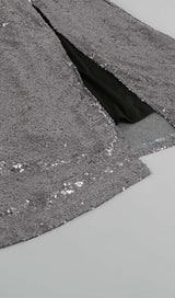 MIDI DRESS WITH SEQUINS SLITS IN SLIVER Dresses styleofcb 