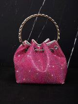 CRYSTAL EMBELLISHED BUCKET BAG IN HOT PINK Bags styleofcb 
