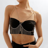 TASSEL AND DIAMOND CHEST CHAIN IN GOLD blingmyfriend 