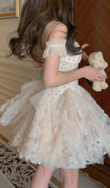 OFF -SHOULDER FLOWER MINI DRESS IN PINK DRESS STYLE OF CB 
