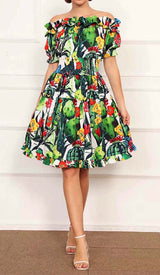 ONE SHOULDER CACTUS MINI DRESS IN GREEN DRESS STYLE OF CB 