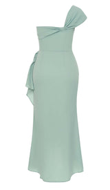 ONE SHOULDER RUCHED MIDI DRESS IN MINT DRESS sis label 