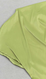 ONE SHOULDER SATIN SLIT MAXI DRESS IN GREEN DRESS STYLE OF CB 