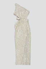 ONE-SHOULDER SEQUINS CUT OUT SPLIT MAXI DRESS Sequins Dress Oh CICI 