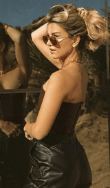 One-shoulder faux leather slim vest styleofcb 