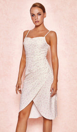 PINK FLORAL BODYCON MIDI DRESS styleofcb 