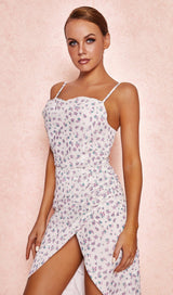 PINK FLORAL BODYCON MIDI DRESS styleofcb 