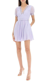 PLEATED CHIFFON MINI DRESS IN LAVENDER styleofcb 