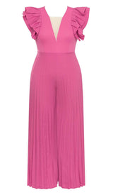 PLUNGE PLATED MAXI DRESS IN RED DRESS STYLE OF CB 