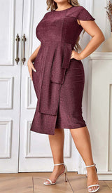 PLUS GLITTER MIDI DRESS IN BROWN DRESS STYLE OF CB 