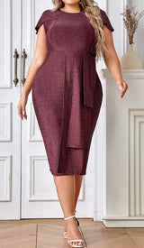 PLUS GLITTER MIDI DRESS IN BROWN DRESS STYLE OF CB 