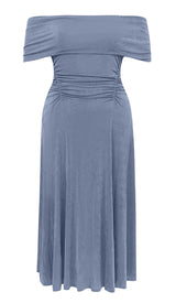PLUS OFF SHOULDER MIDI DRESS IN BLUE DRESS STYLE OF CB 
