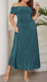 PLUS OFF SHOULDER MIDI DRESS IN GREEN DRESS STYLE OF CB 