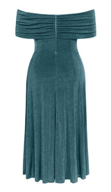 PLUS OFF SHOULDER MIDI DRESS IN GREEN DRESS STYLE OF CB 