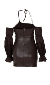 Puff leather sleeve dress styleofcb 