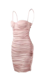 RUCHED MINI DRESS IN WHITE