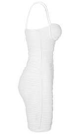 RUCHED MINI DRESS IN WHITE